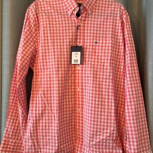 Crown & Ivy Coral Gingham Button Down Long Sleeve Shirt